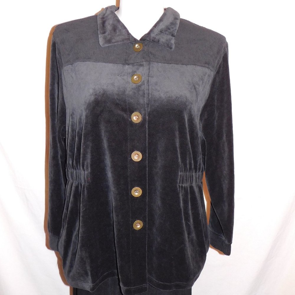 2X Liz & Me Catherines Black Velour Jacket NWT